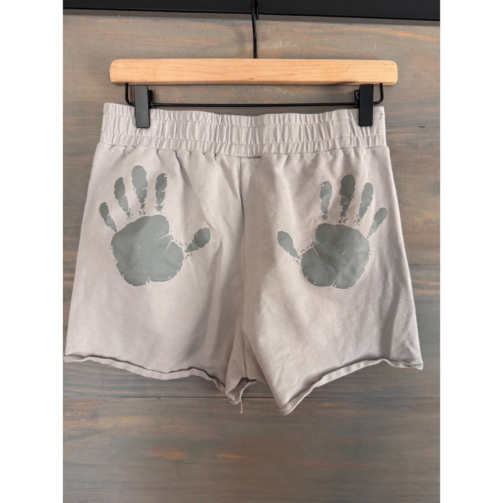 JJ Malibu Mens Tan Malibu Lane Handprint Graphic Sweat Shorts Beige‎ Size Medium